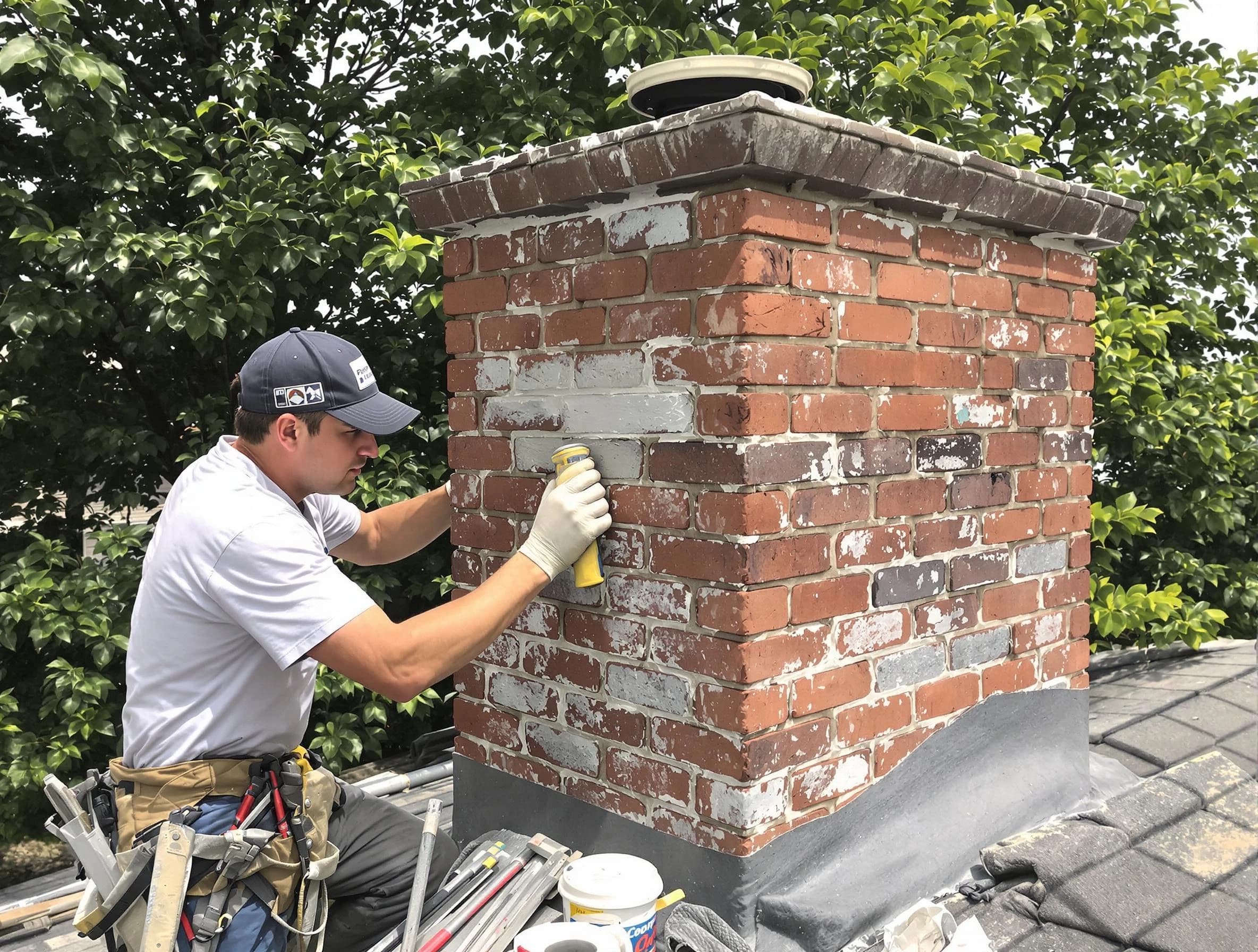 Framingham Chimney Sweep restoring an aging chimney in Framingham, MA