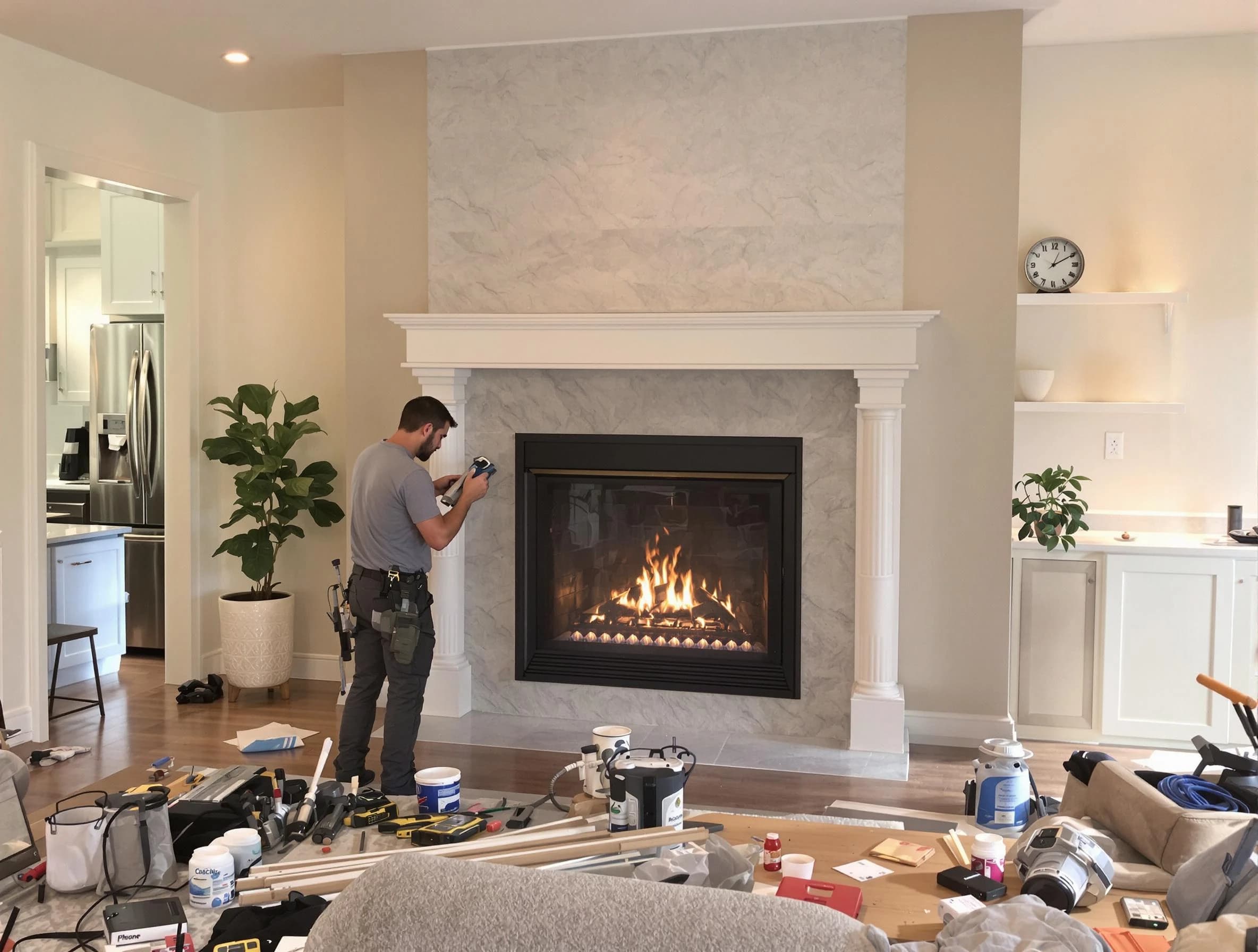 Newly installed fireplace by Framingham Chimney Sweep in Framingham, MA