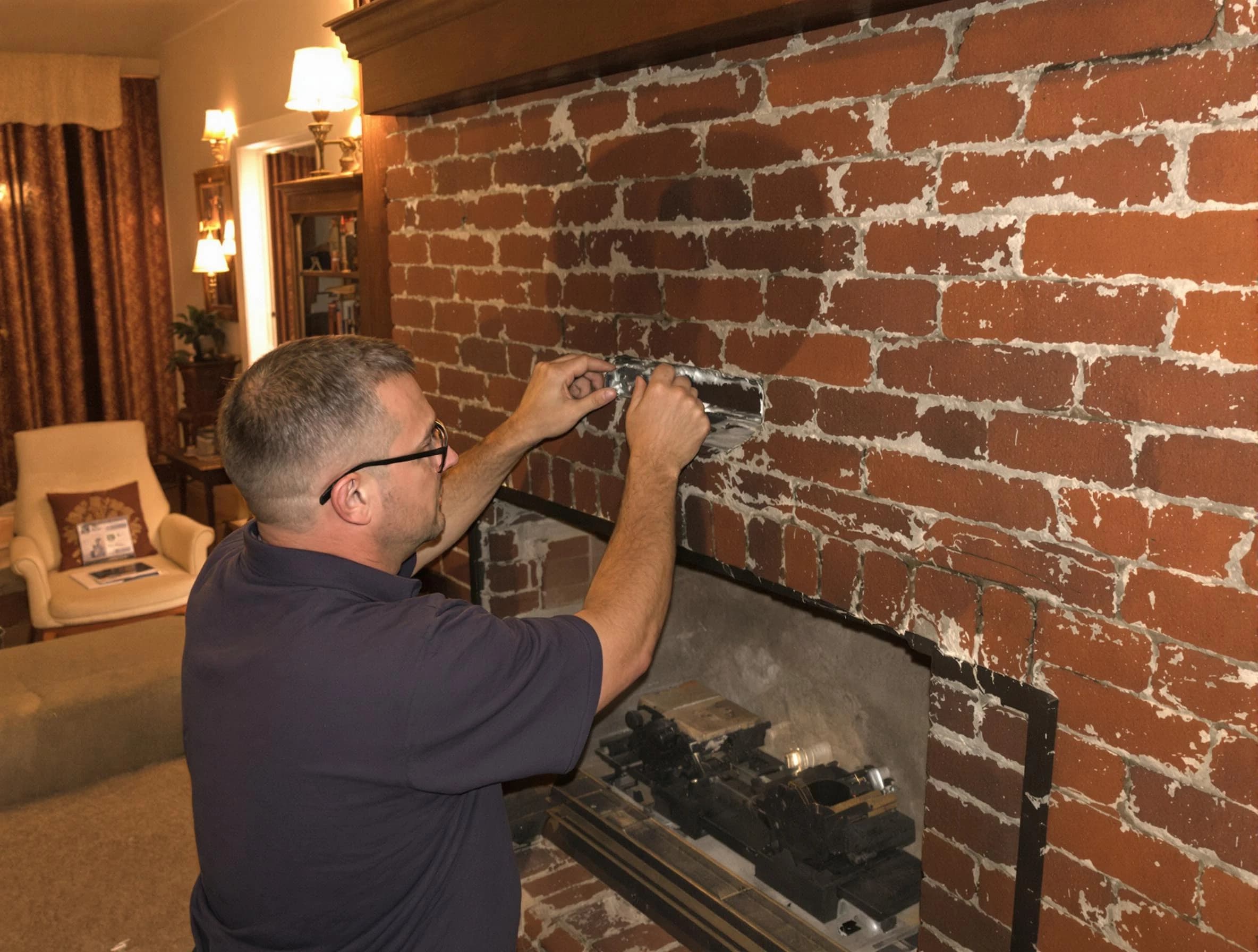 Framingham Chimney Sweep expert fixing a fireplace in Framingham, MA