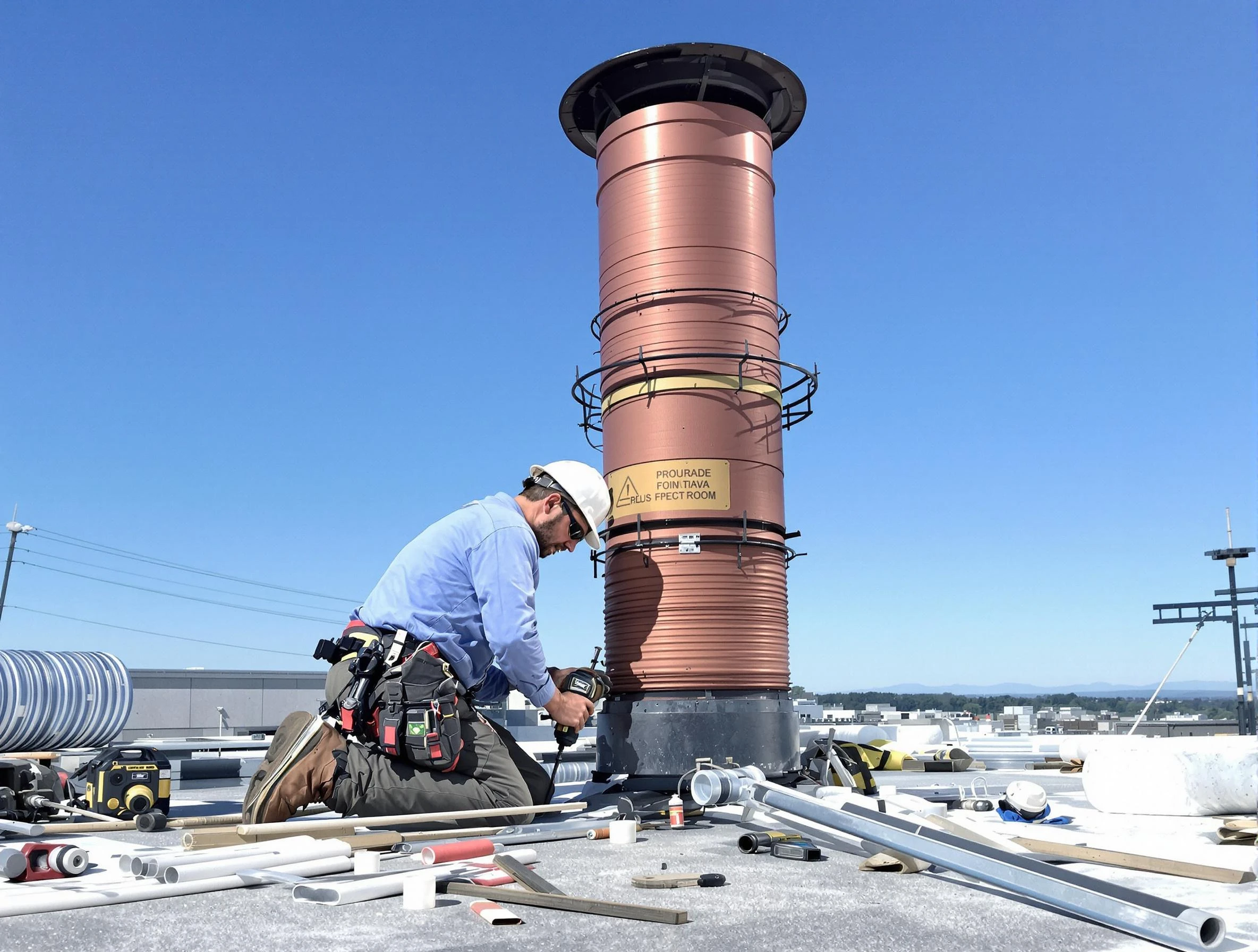 Installed chimney liner by Framingham Chimney Sweep in Framingham, MA