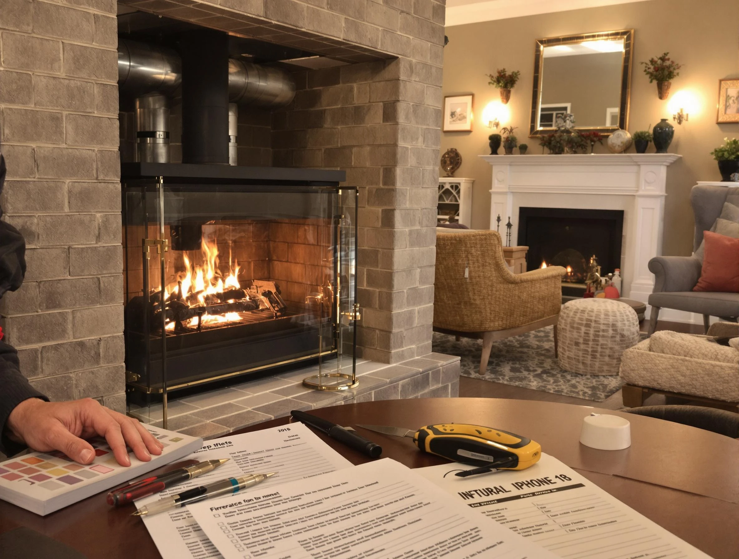 Framingham Chimney Sweep verifying fireplace safety measures in Framingham, MA